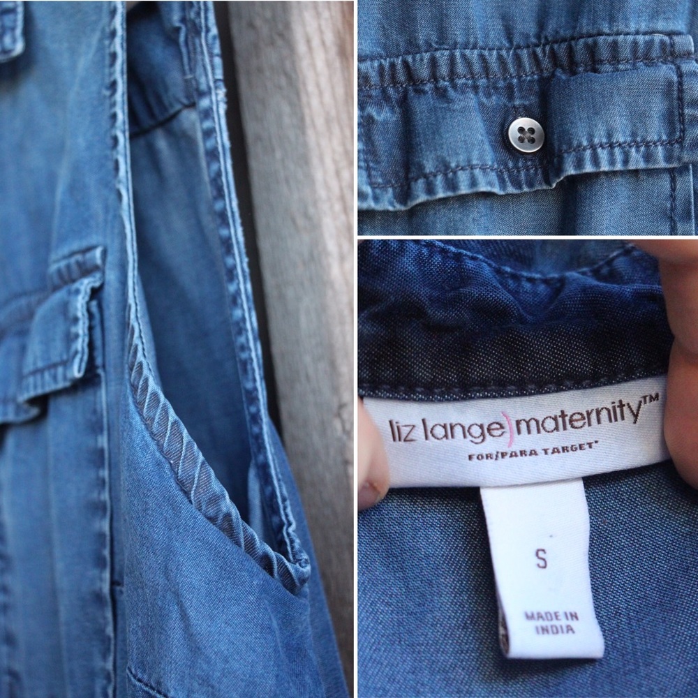 Jean style button-down maternity dress - Picture 3 of 8